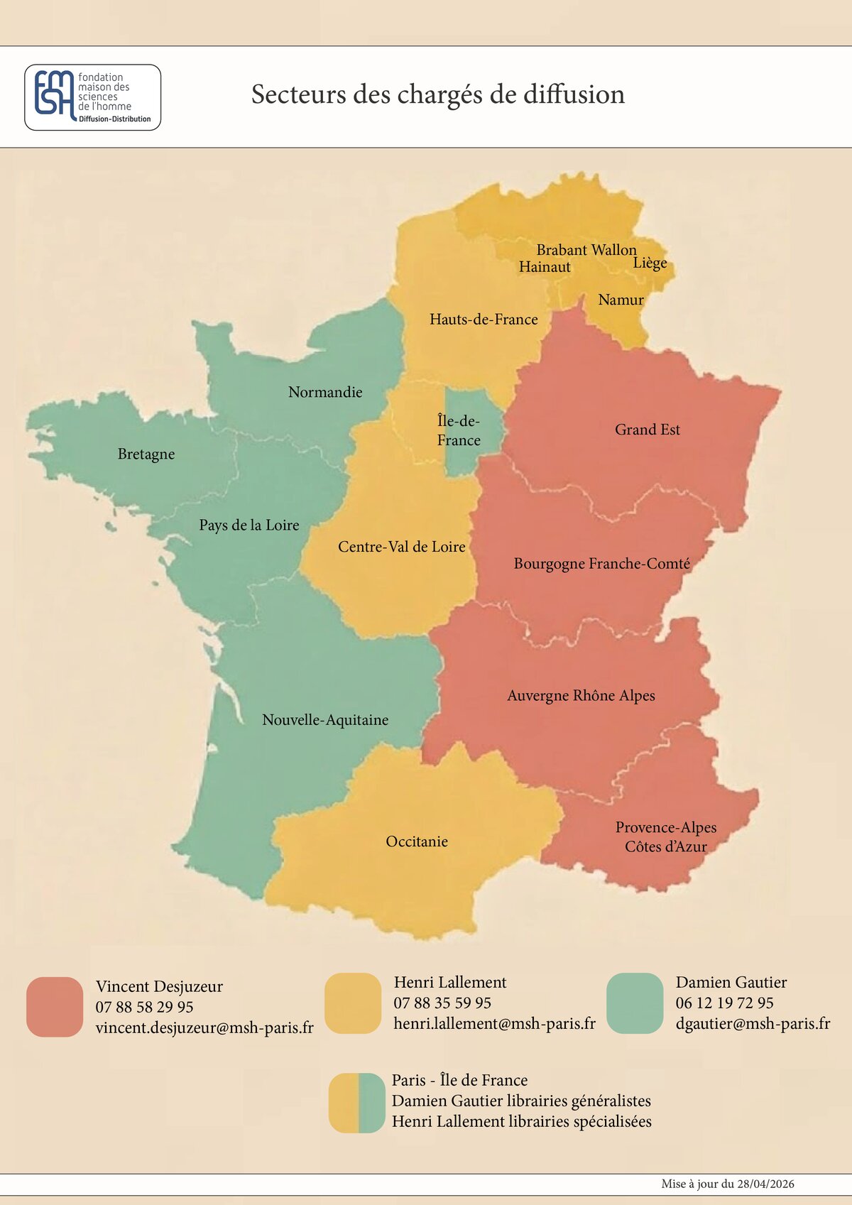 Carte des secteurs de nos chargés de diffusion