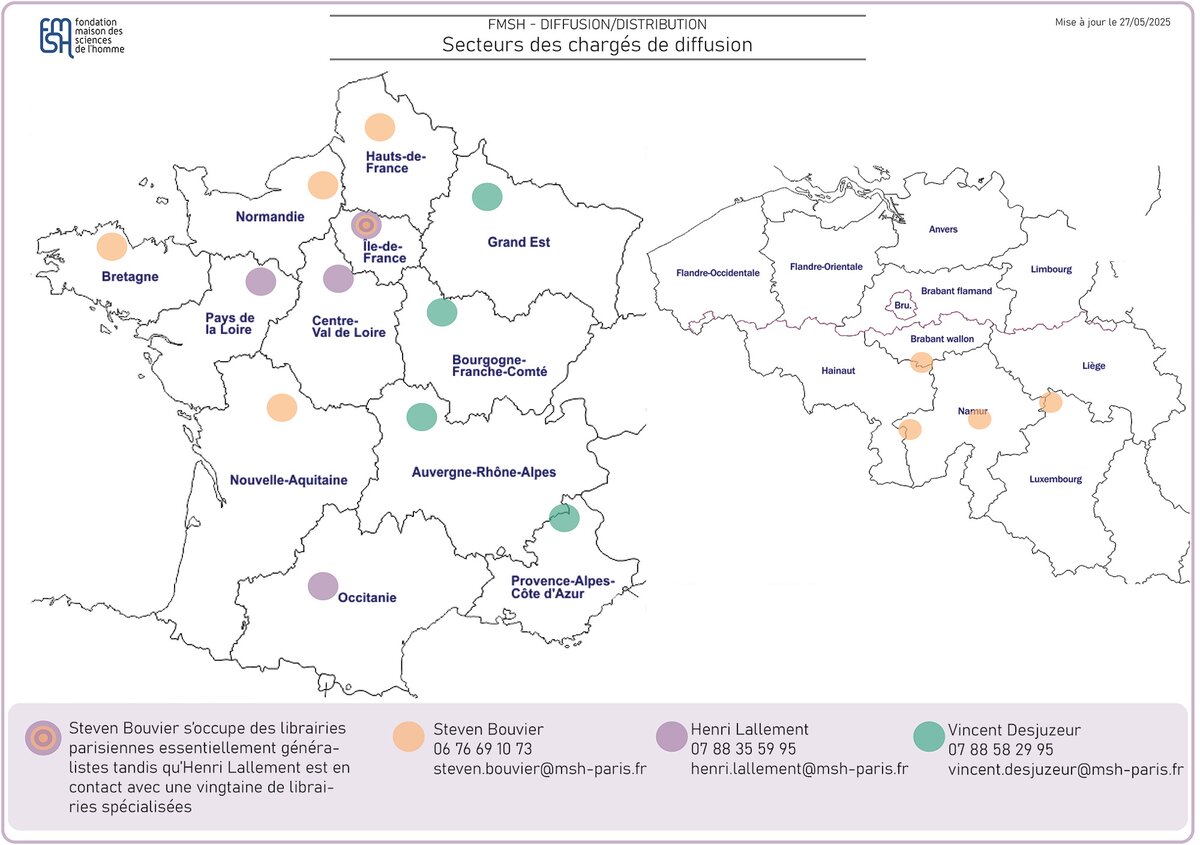 Carte des secteurs de nos chargés de diffusion