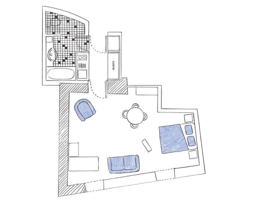 Plan studio 24 Maison Suger résidence de recherche à Paris