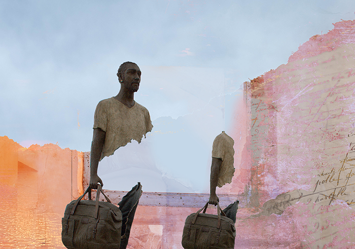 Sculptures de la série "Les Voyageurs" de Bruno Catalano 